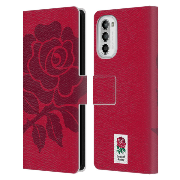 England Rugby Union 2016/17 The Rose Mono Rose Leather Book Wallet Case Cover For Motorola Moto G52