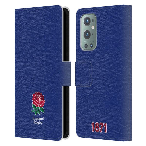 England Rugby Union 2016/17 The Rose Plain Navy Leather Book Wallet Case Cover For OnePlus 9