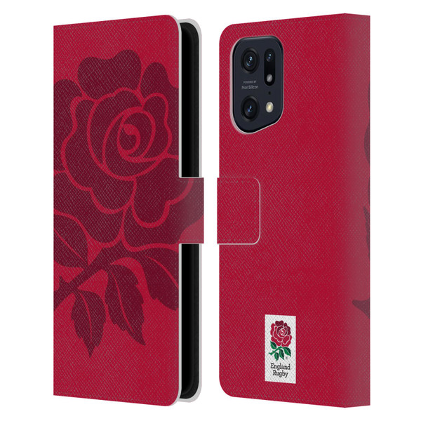 England Rugby Union 2016/17 The Rose Mono Rose Leather Book Wallet Case Cover For OPPO Find X5