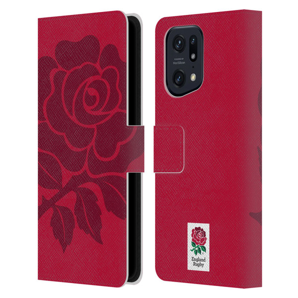 England Rugby Union 2016/17 The Rose Mono Rose Leather Book Wallet Case Cover For OPPO Find X5 Pro