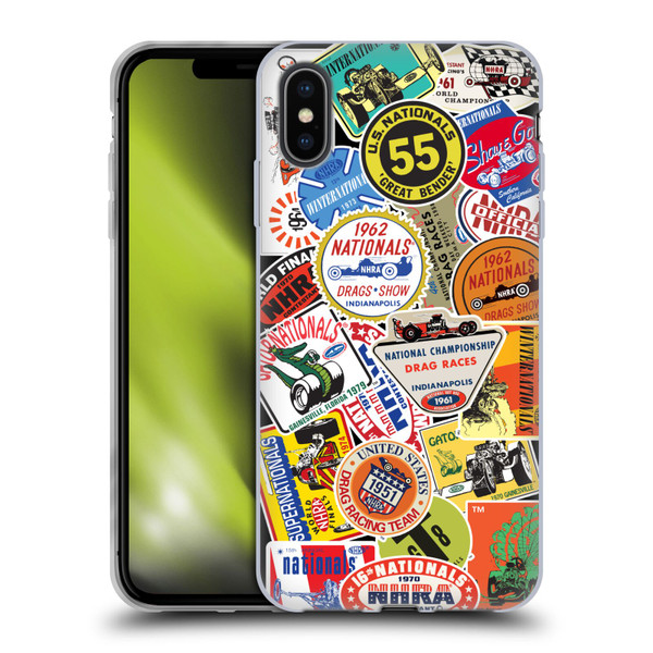 National Hot Rod Association Graphics Vintage Sticker Type Soft Gel Case for Apple iPhone XS Max