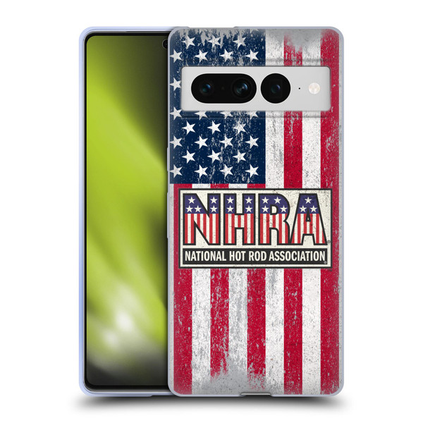 National Hot Rod Association Graphics US Flag Soft Gel Case for Google Pixel 7 Pro