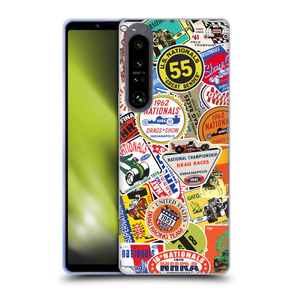 National Hot Rod Association Graphics Vintage Sticker Type Soft Gel Case for Sony Xperia 1 IV