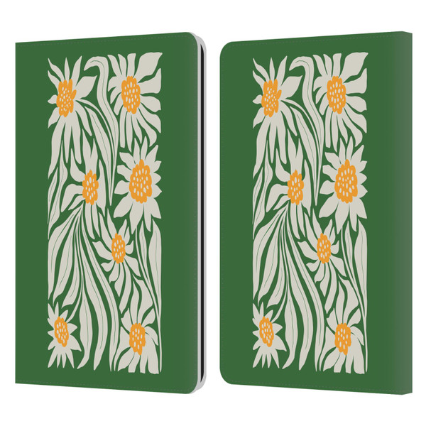 Ayeyokp Plants And Flowers Sunflowers Green Leather Book Wallet Case Cover For Amazon Kindle Paperwhite 1 / 2 / 3