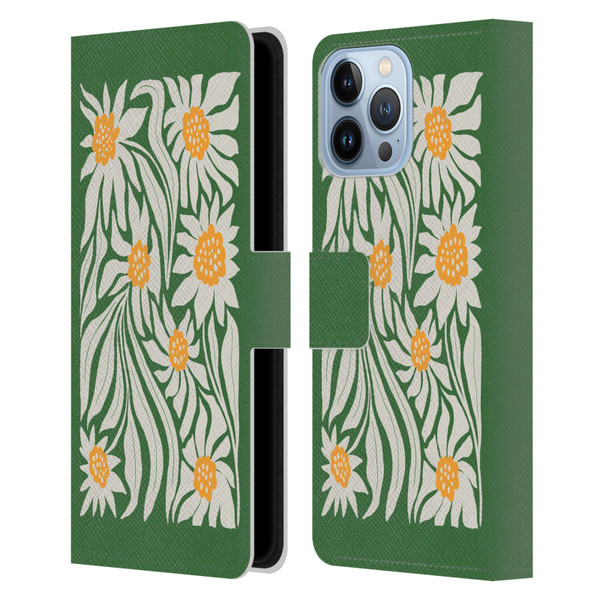 Ayeyokp Plants And Flowers Sunflowers Green Leather Book Wallet Case Cover For Apple iPhone 13 Pro Max