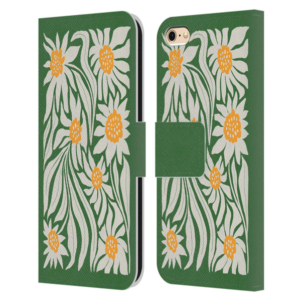 Ayeyokp Plants And Flowers Sunflowers Green Leather Book Wallet Case Cover For Apple iPhone 6 / iPhone 6s