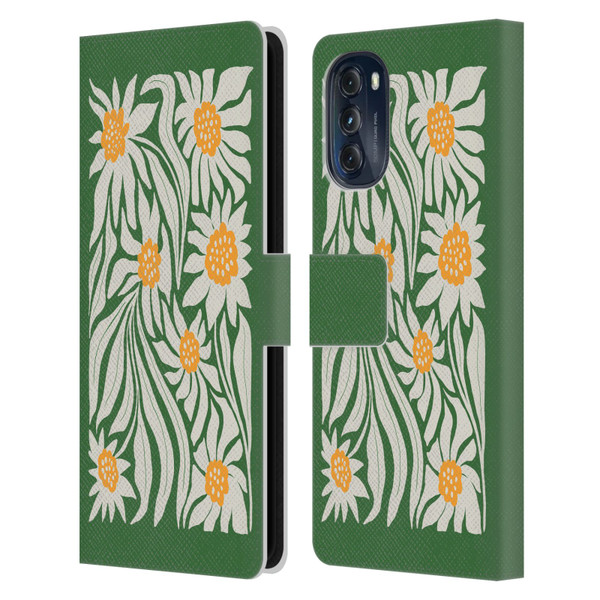 Ayeyokp Plants And Flowers Sunflowers Green Leather Book Wallet Case Cover For Motorola Moto G (2022)