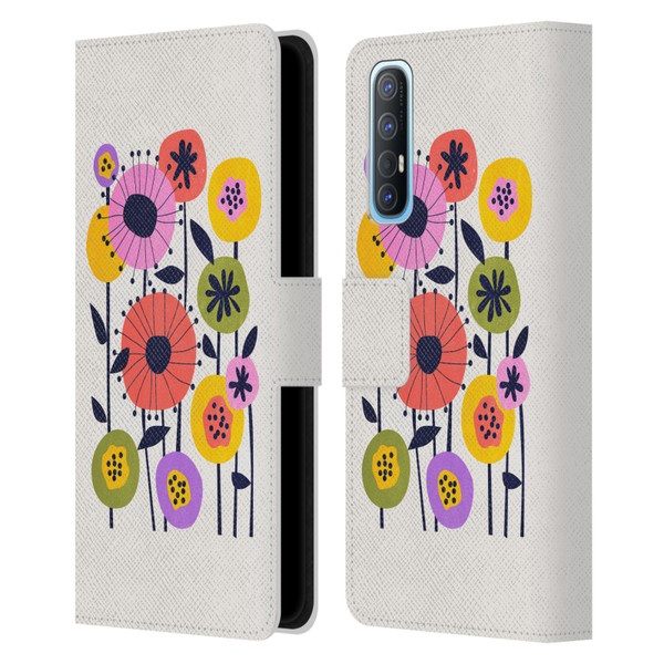 Ayeyokp Plants And Flowers Minimal Flower Market Leather Book Wallet Case Cover For OPPO Find X2 Neo 5G