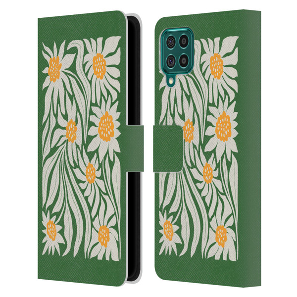 Ayeyokp Plants And Flowers Sunflowers Green Leather Book Wallet Case Cover For Samsung Galaxy F62 (2021)