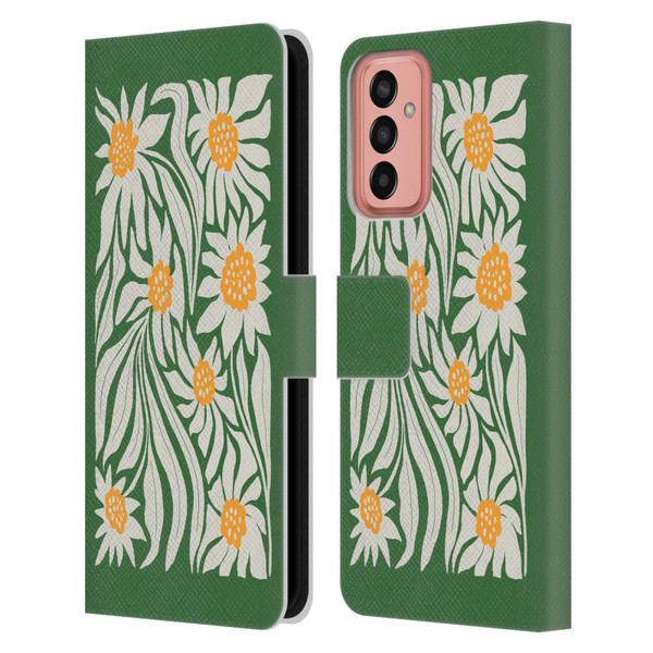 Ayeyokp Plants And Flowers Sunflowers Green Leather Book Wallet Case Cover For Samsung Galaxy M13 (2022)