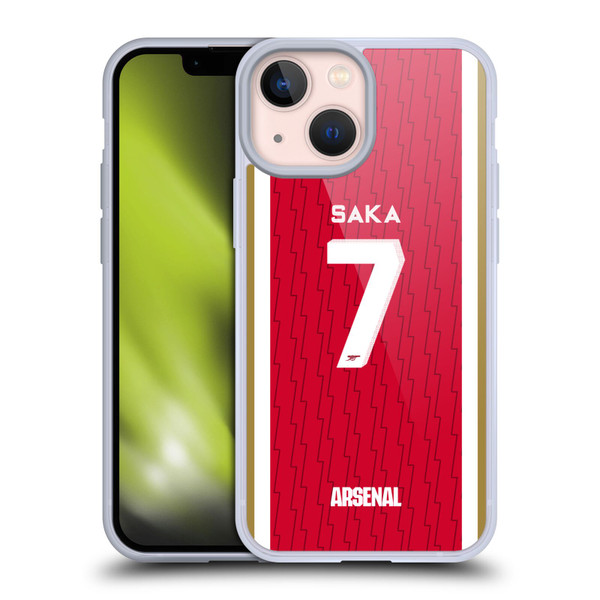 Arsenal FC 2023/24 Players Home Kit Bukayo Saka Soft Gel Case for Apple iPhone 13 Mini
