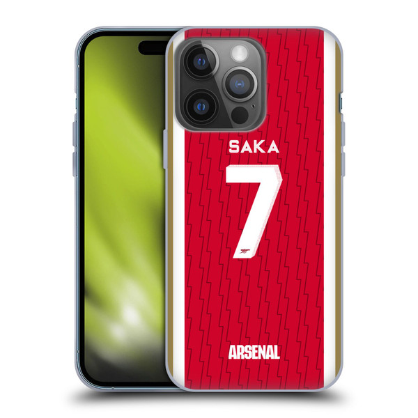 Arsenal FC 2023/24 Players Home Kit Bukayo Saka Soft Gel Case for Apple iPhone 14 Pro