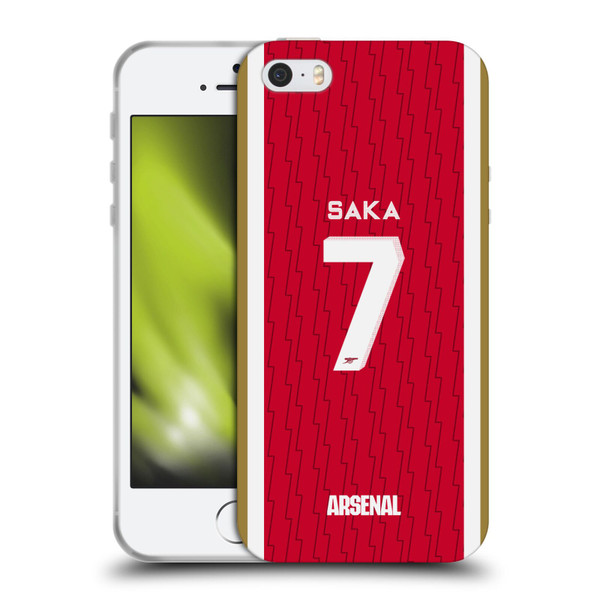 Arsenal FC 2023/24 Players Home Kit Bukayo Saka Soft Gel Case for Apple iPhone 5 / 5s / iPhone SE 2016