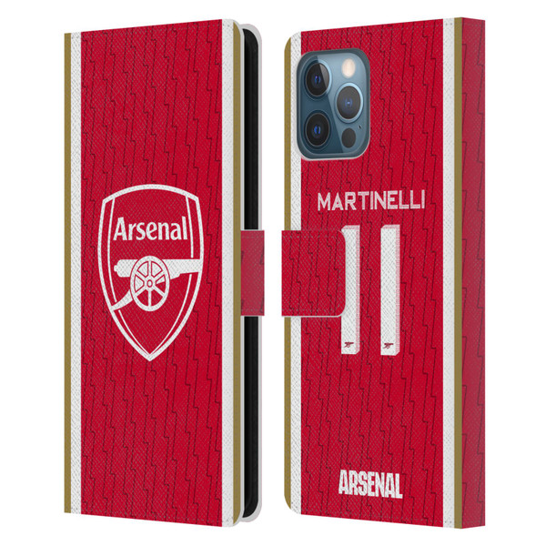 Arsenal FC 2023/24 Players Home Kit Gabriel Leather Book Wallet Case Cover For Apple iPhone 12 Pro Max