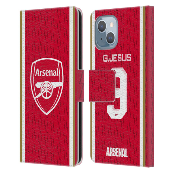 Arsenal FC 2023/24 Players Home Kit Gabriel Jesus Leather Book Wallet Case Cover For Apple iPhone 14