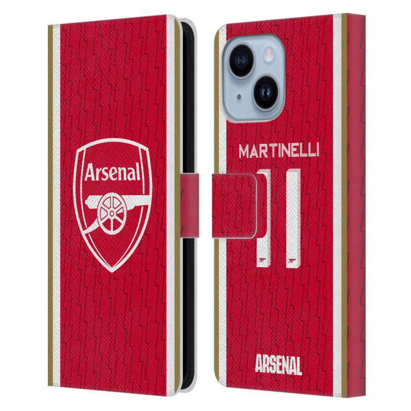 Arsenal FC 2023/24 Players Home Kit Gabriel Leather Book Wallet Case Cover For Apple iPhone 14 Plus