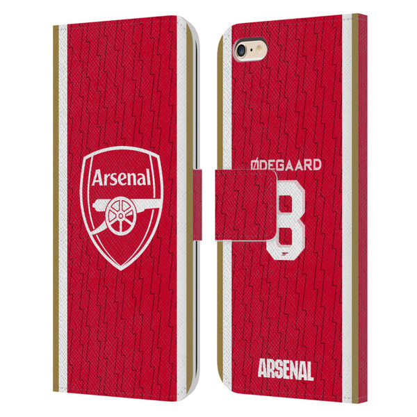 Arsenal FC 2023/24 Players Home Kit Martin Ødegaard Leather Book Wallet Case Cover For Apple iPhone 6 Plus / iPhone 6s Plus
