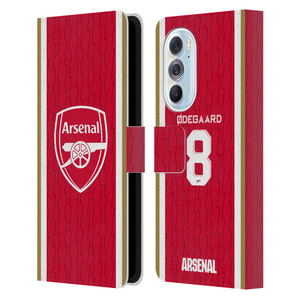 Arsenal FC 2023/24 Players Home Kit Martin Ødegaard Leather Book Wallet Case Cover For Motorola Edge X30