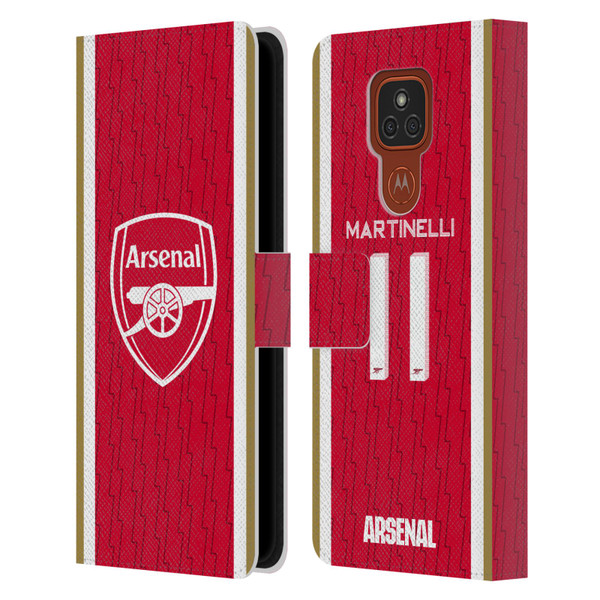Arsenal FC 2023/24 Players Home Kit Gabriel Leather Book Wallet Case Cover For Motorola Moto E7 Plus