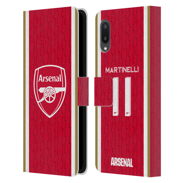 Arsenal FC 2023/24 Players Home Kit Gabriel Leather Book Wallet Case Cover For Samsung Galaxy A02/M02 (2021)