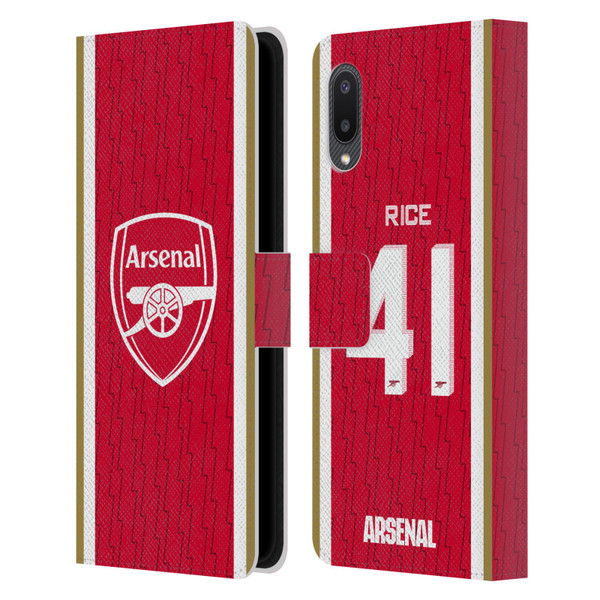 Arsenal FC 2023/24 Players Home Kit Declan Rice Leather Book Wallet Case Cover For Samsung Galaxy A02/M02 (2021)