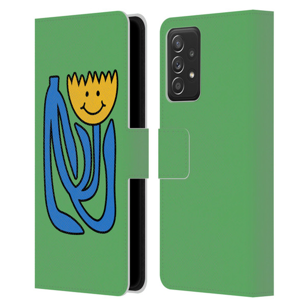 Ayeyokp Pop Flower Of Joy Green Leather Book Wallet Case Cover For Samsung Galaxy A53 5G (2022)