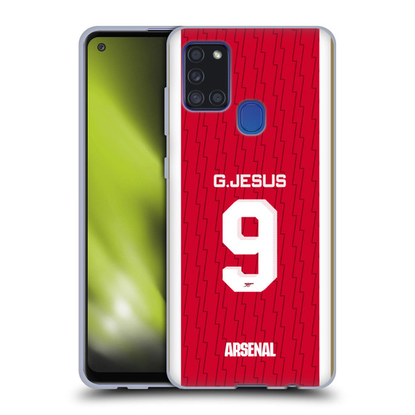 Arsenal FC 2023/24 Players Home Kit Gabriel Jesus Soft Gel Case for Samsung Galaxy A21s (2020)