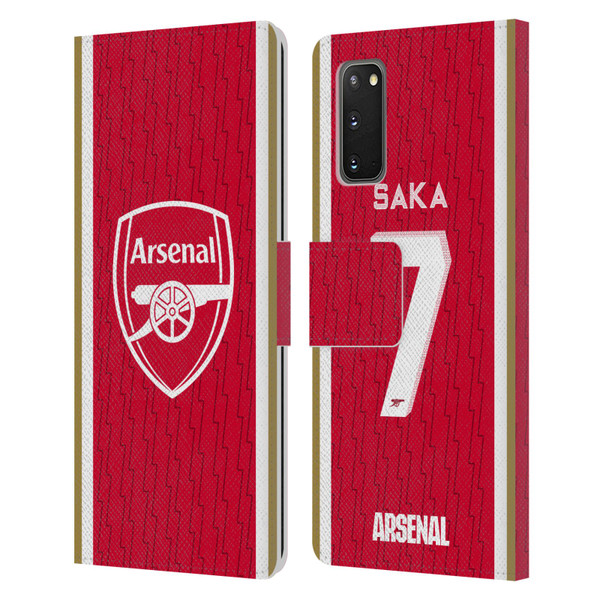 Arsenal FC 2023/24 Players Home Kit Bukayo Saka Leather Book Wallet Case Cover For Samsung Galaxy S20 / S20 5G