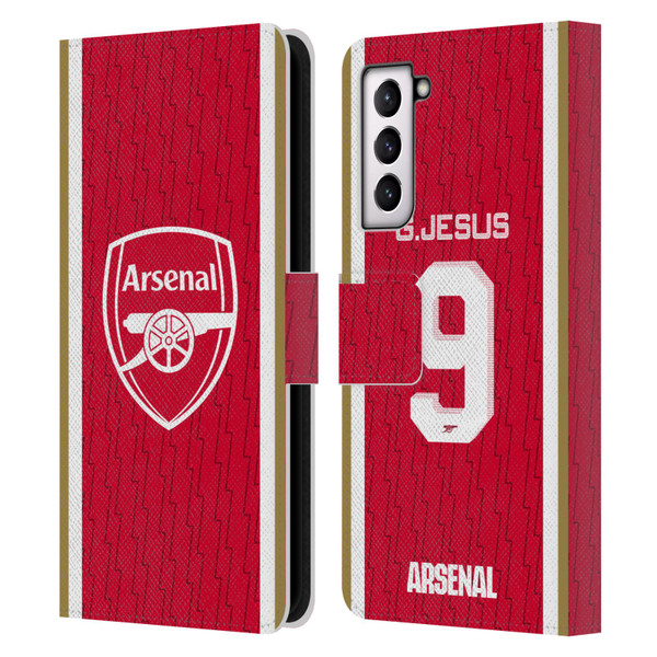 Arsenal FC 2023/24 Players Home Kit Gabriel Jesus Leather Book Wallet Case Cover For Samsung Galaxy S21 5G