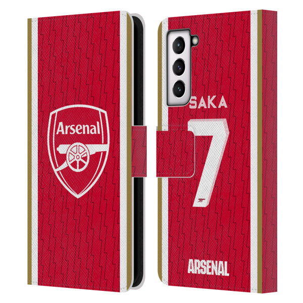 Arsenal FC 2023/24 Players Home Kit Bukayo Saka Leather Book Wallet Case Cover For Samsung Galaxy S21 5G