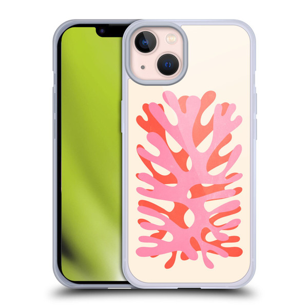 Ayeyokp Plant Pattern Two Coral Soft Gel Case for Apple iPhone 13