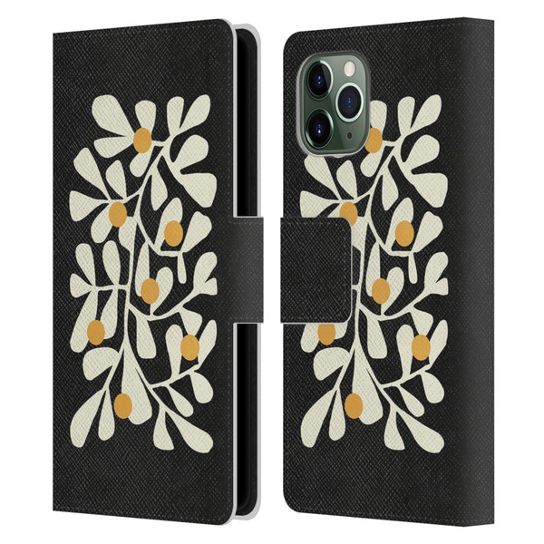 Ayeyokp Plant Pattern Summer Bloom Black Leather Book Wallet Case Cover For Apple iPhone 11 Pro