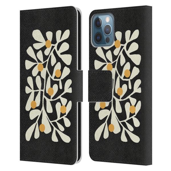 Ayeyokp Plant Pattern Summer Bloom Black Leather Book Wallet Case Cover For Apple iPhone 12 / iPhone 12 Pro