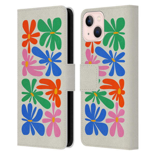 Ayeyokp Plant Pattern Flower Shapes Flowers Bloom Leather Book Wallet Case Cover For Apple iPhone 13