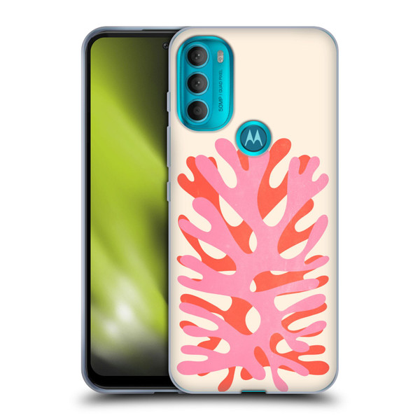 Ayeyokp Plant Pattern Two Coral Soft Gel Case for Motorola Moto G71 5G