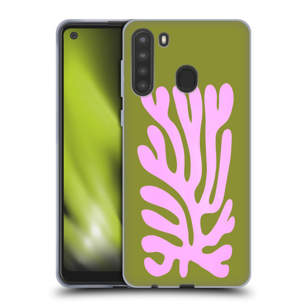 Ayeyokp Plant Pattern Abstract Soft Gel Case for Samsung Galaxy A21 (2020)