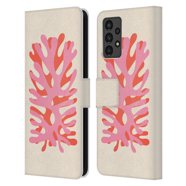 Ayeyokp Plant Pattern Two Coral Leather Book Wallet Case Cover For Samsung Galaxy A13 (2022)