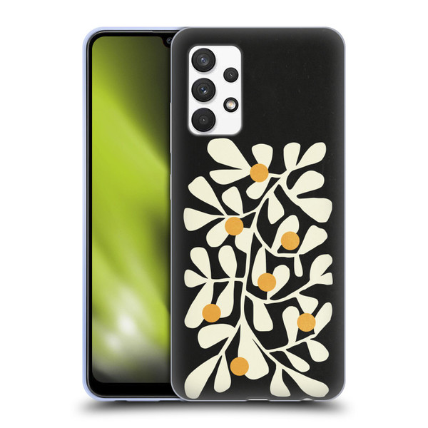 Ayeyokp Plant Pattern Summer Bloom Black Soft Gel Case for Samsung Galaxy A32 (2021)