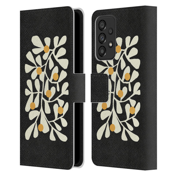 Ayeyokp Plant Pattern Summer Bloom Black Leather Book Wallet Case Cover For Samsung Galaxy A33 5G (2022)