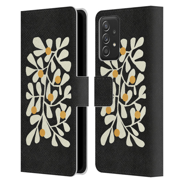 Ayeyokp Plant Pattern Summer Bloom Black Leather Book Wallet Case Cover For Samsung Galaxy A52 / A52s / 5G (2021)