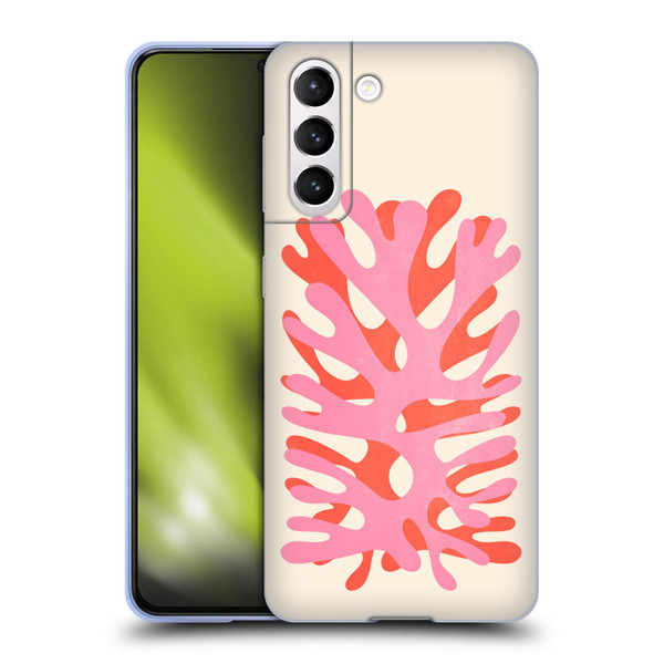 Ayeyokp Plant Pattern Two Coral Soft Gel Case for Samsung Galaxy S21 5G