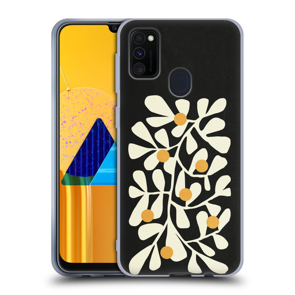 Ayeyokp Plant Pattern Summer Bloom Black Soft Gel Case for Samsung Galaxy M30s (2019)/M21 (2020)