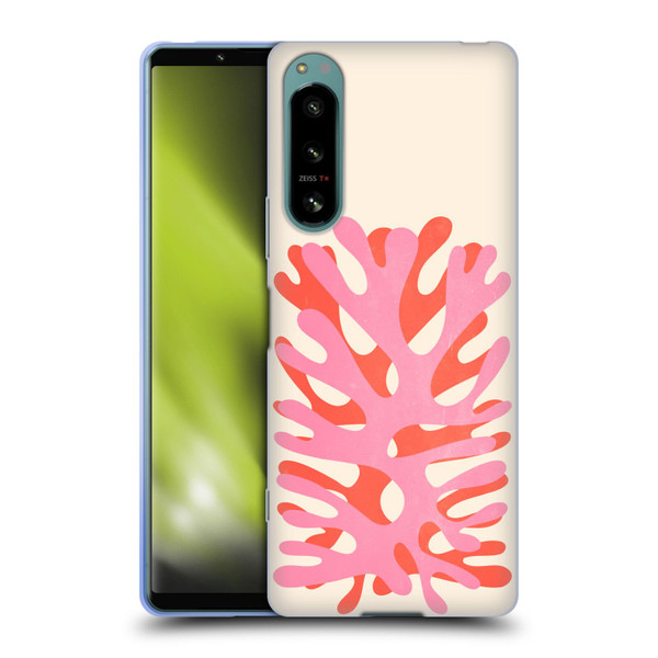 Ayeyokp Plant Pattern Two Coral Soft Gel Case for Sony Xperia 5 IV