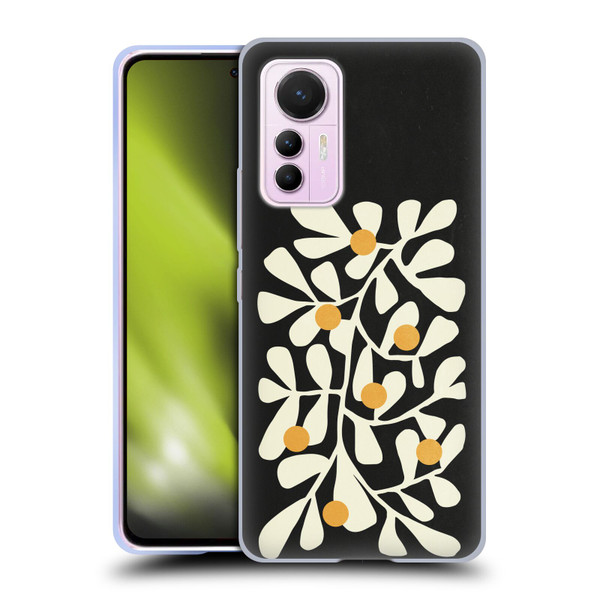 Ayeyokp Plant Pattern Summer Bloom Black Soft Gel Case for Xiaomi 12 Lite