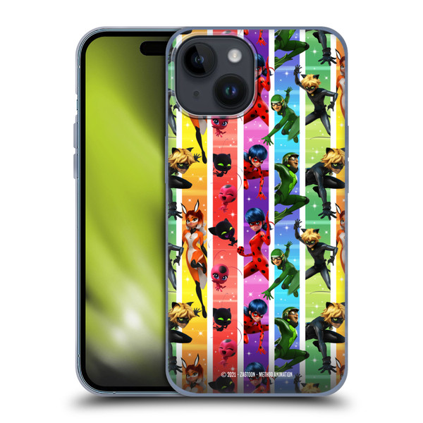 Miraculous Tales of Ladybug & Cat Noir Graphics Pattern Soft Gel Case for Apple iPhone 15