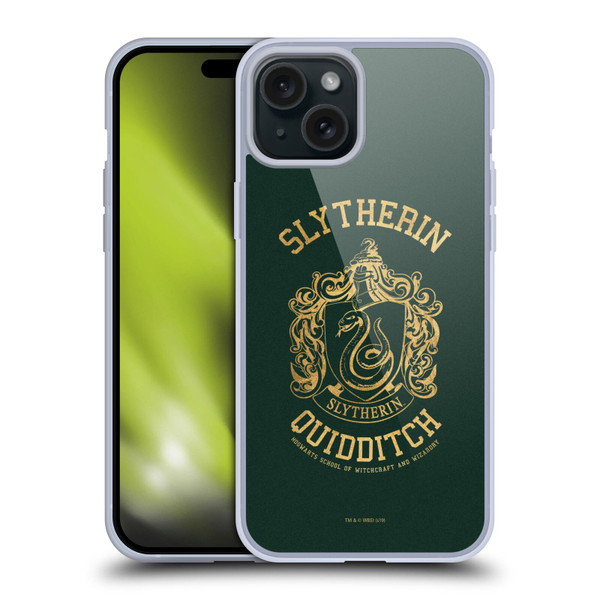 Harry Potter Deathly Hallows X Slytherin Quidditch Soft Gel Case for Apple iPhone 15 Plus