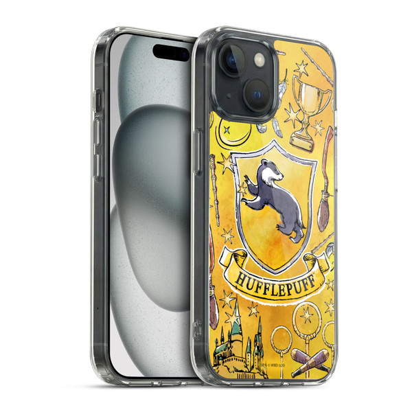 Harry Potter Deathly Hallows XIII Hufflepuff Pattern Soft Gel Case for Apple iPhone 15 & MagSafe