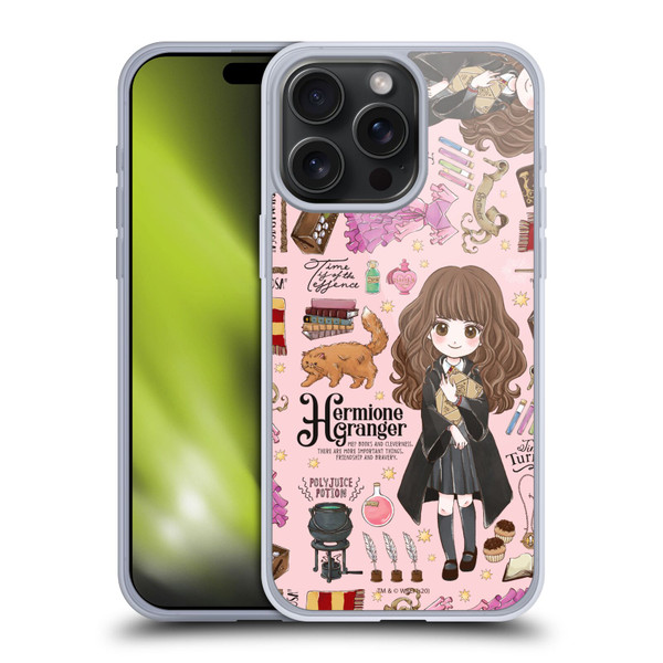 Harry Potter Deathly Hallows XXXVII Hermione Pattern Soft Gel Case for Apple iPhone 15 Pro Max