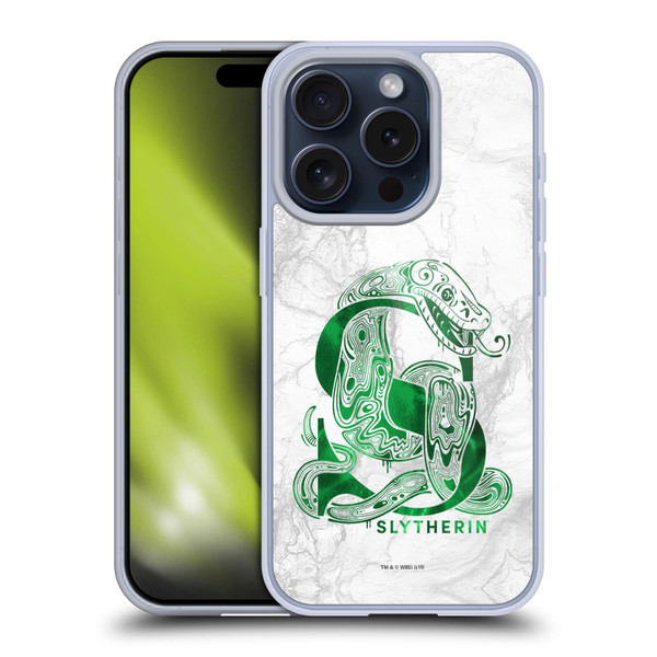 Harry Potter Deathly Hallows IX Slytherin Aguamenti Soft Gel Case for Apple iPhone 15 Pro
