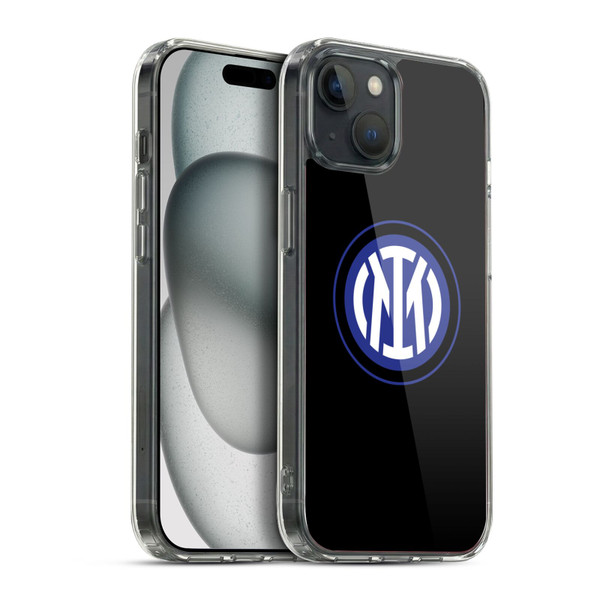 Fc Internazionale Milano Badge Logo On Black Soft Gel Case for Apple iPhone 15 Plus & MagSafe